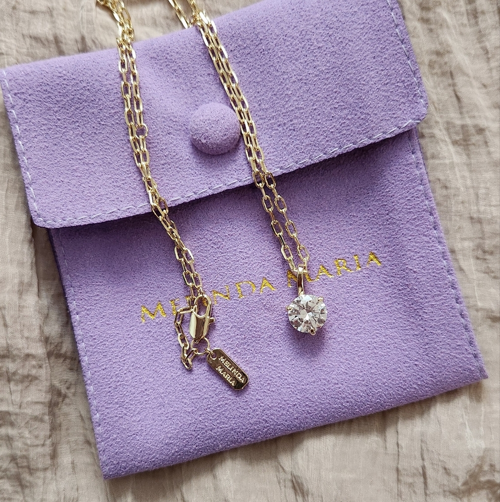 Melinda Maria Gold Round Pendant Necklace